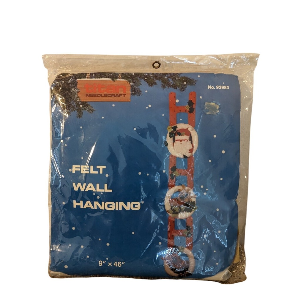 Vintage Titan Needlecraft Felt‎ Wall Hanging Kit Christmas Santa Sealed